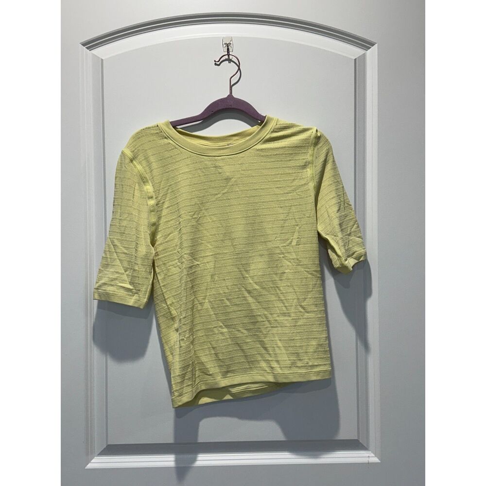NWT Calia Seamless Crop Tee Fresh Hay Yellow T-Shirt Size Large